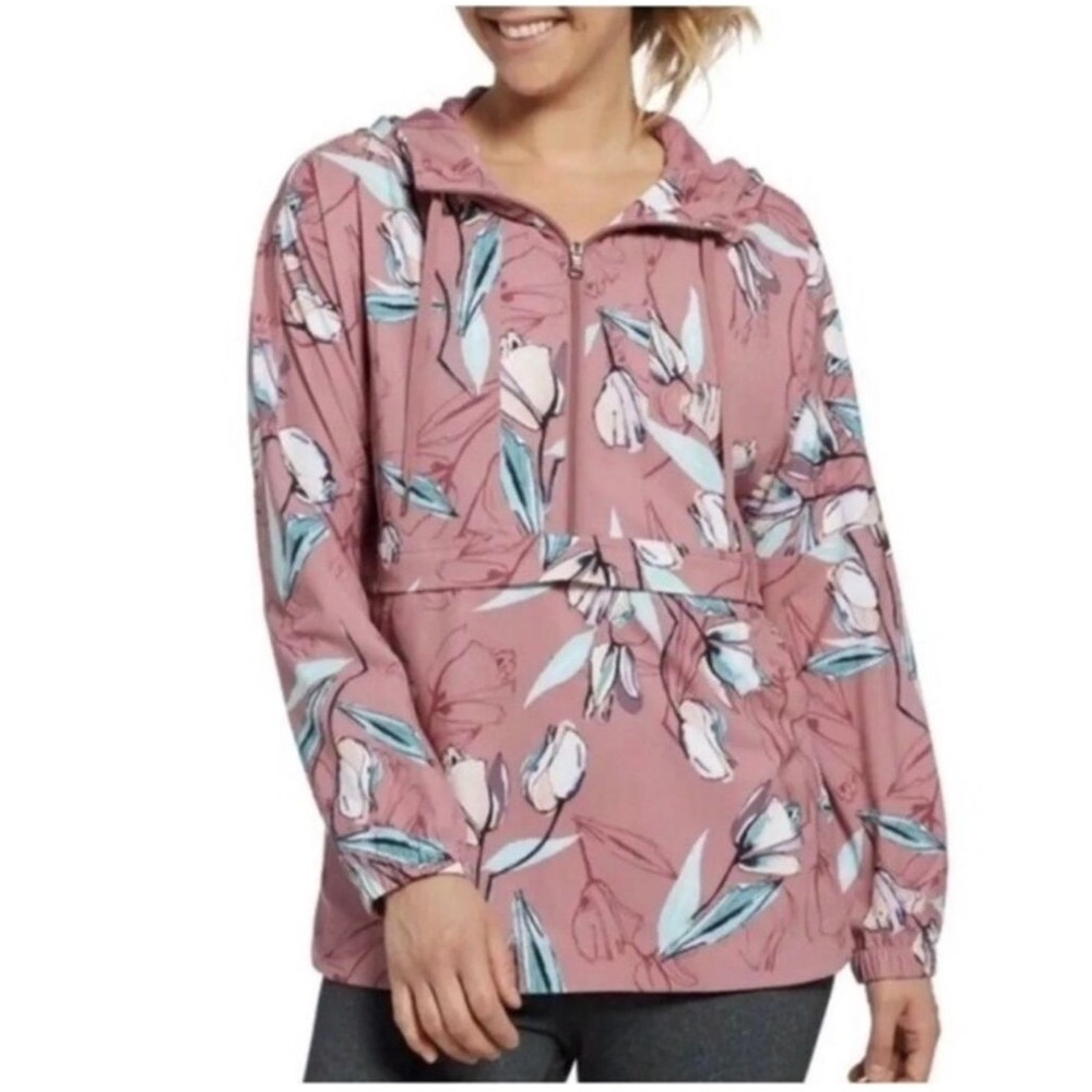 CALIA by Carrie Underwood Floral Anorak Windbreaker Pink Tulip Small